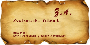 Zvolenszki Albert névjegykártya